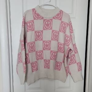 Jessica Simpson Pink and Cream Smiley Sweater